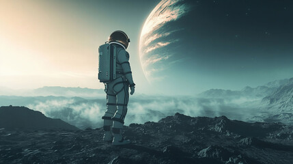 Astronaut on Alien Planet: Space Exploration and Discovery
