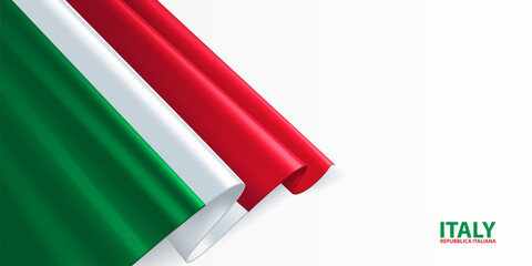 Italy flag. Italian national flag, waving on white background. National flag background design.
