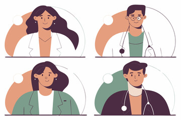 Business Concept illustrations. Collection of medical icon doctor woman and man Trendy style.