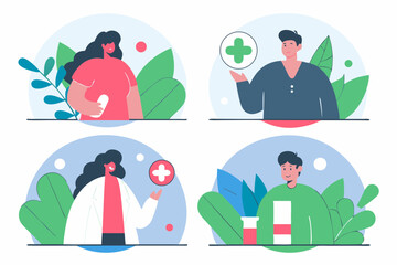 Business Concept illustrations. Collection of medical icon doctor woman and man Trendy style.
