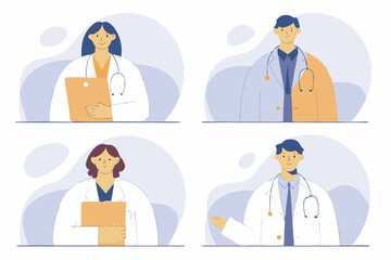 Business Concept illustrations. Collection of medical icon doctor woman and man Trendy style.