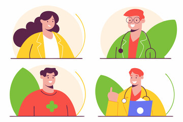 Business Concept illustrations. Collection of medical icon doctor woman and man Trendy style.