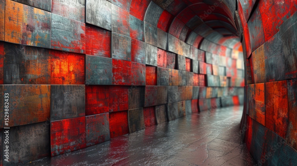 Aufkleber a stunning abstract tunnel with vibrant red and orange textures creates a unique visual impact, show