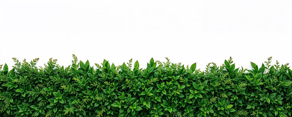Green leaves bordering white background creating natural frame