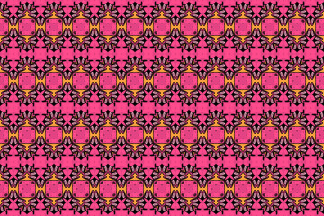 Seamless Tile Fabric Wallpaper Texture Art Visual Decoration Luxury Symmetric Digital Template Geometric Graphic Textile Shape Cloth Interior Design Perspective Endless Fashion Background Pattern.