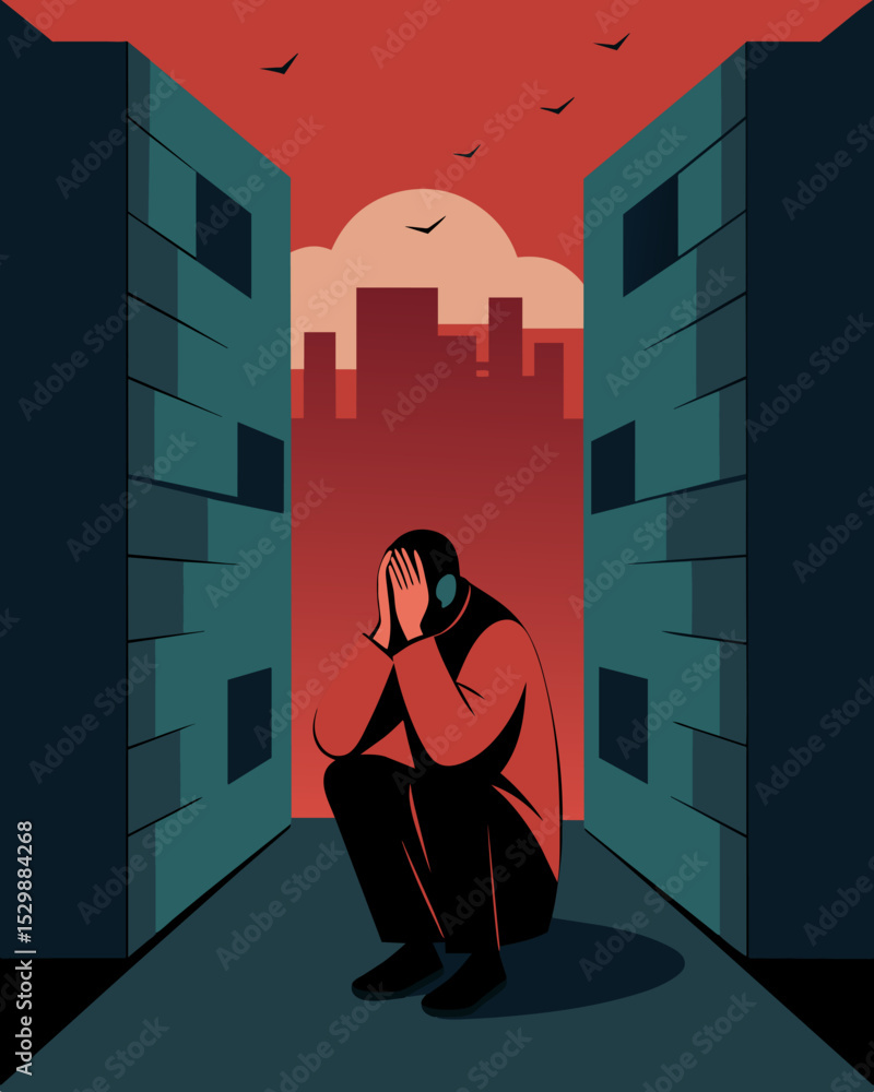 Poster as the wind howls through the abandoned building a figure huddles in the corner covering their ears 