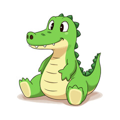 Fototapeta premium Cute Baby Crocodile Clipart 05