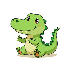 Fototapeta premium Cute Baby Crocodile Clipart 06