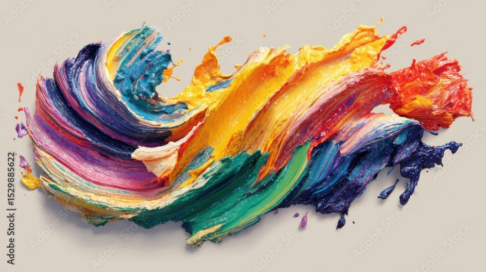 Poster bold, expressive paint strokes in various colors create a captivating swirl. the textured design hig
