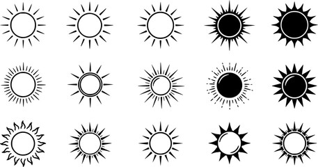 sun vector icon on white background.
