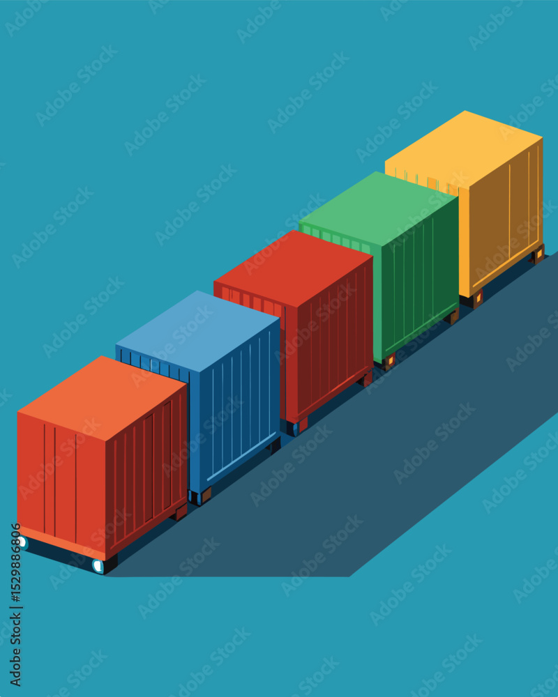 Aufkleber a lineup of empty shipping containers indicating a surplus of goods with no demand.. vector illustra