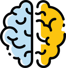 Minimalist broken line human brain icon isolated on transparent background