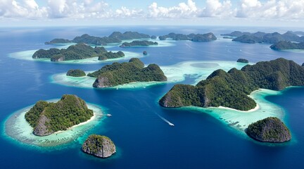 aerial view of tropical island in papua