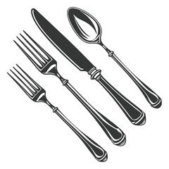 Vintage Style Cutlery Set Illustration