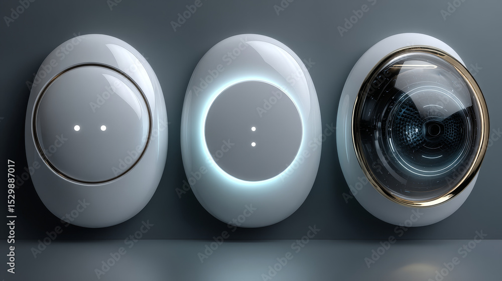 Aufkleber white round web buttons. soft glowing circular ui elements in modern neomorphism style. abstract 3d 