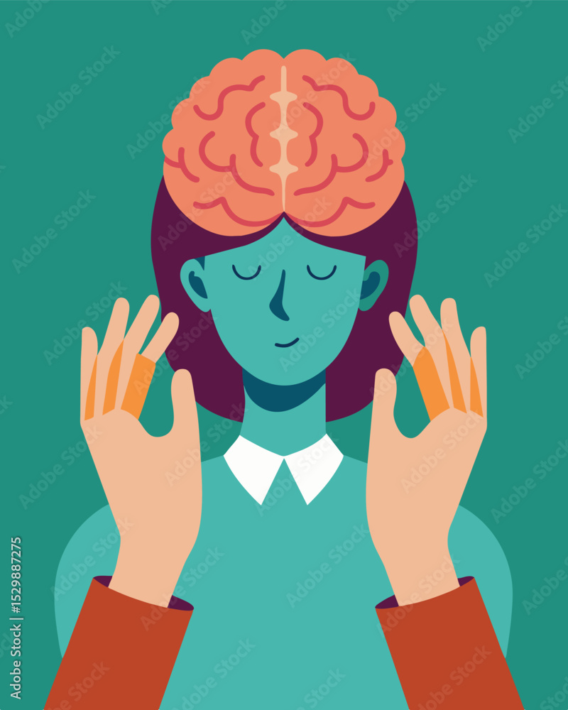 Poster hands holding a persons head still while another set of fingers delve into their brain altering its 