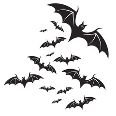 Silhouette Bats Flying in the Air