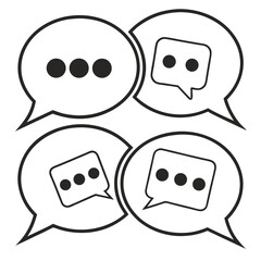 Set of Speech Bubbles with Three Dots