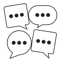 Four Speech Bubbles in Black Outline