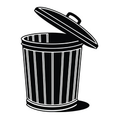 Open Trash Can Silhouette Illustration