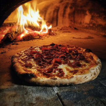 steinofen, offene flamme, pizza, essen, cheese, italiener, isoliert