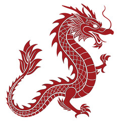 Ornate Red Dragon Design on White Background