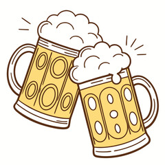 Two Beer Steins Celebrating