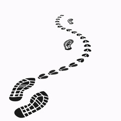 Abstract Shoe Print Trail on White Background