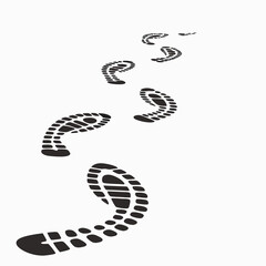 Abstract Shoe Print Trail on White Background