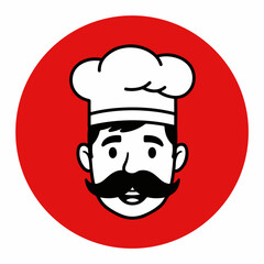 Chef Logo in Red Circle Vector