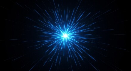 Abstract Blue Explosion of Light Energy in Dark Starry Space