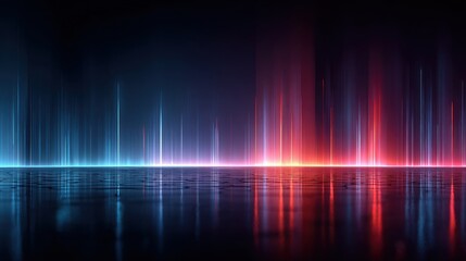 Vivid light beams in shades of blue and red illuminate a dark surface, creating an abstract scene that evokes a sense of dynamic movement and energy in digital art.