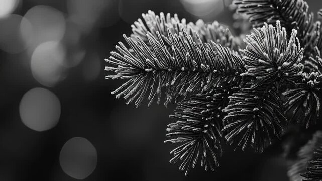 A classic image of a single pine tree in shades of gray.
