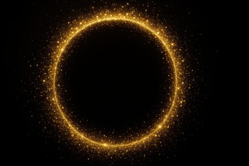 Elegant golden sparkle light circle creating magical frame effect
