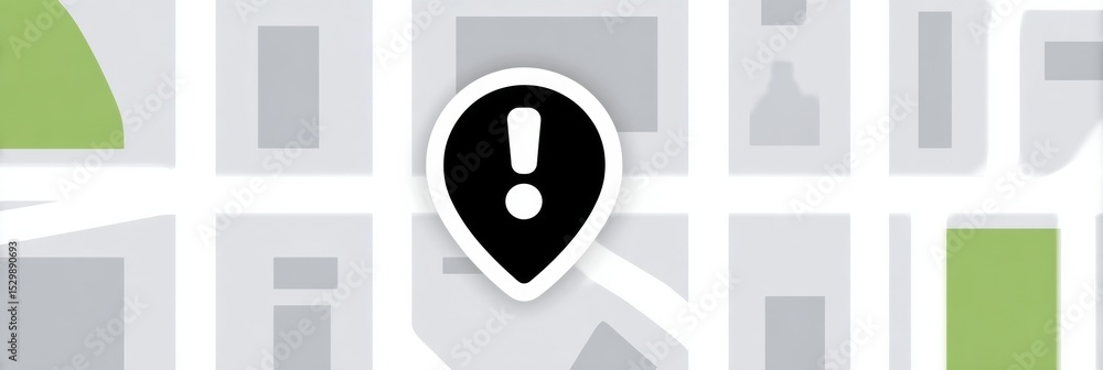 Poster Network Error Symbol on Map Interface Indicating Connectivity Issues in Urban Area