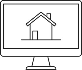 Minimalist computer screen displaying simple house icon  