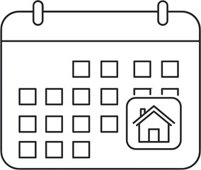 Calendar icon with house symbol representing scheduling for home  