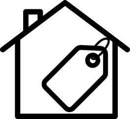 House icon with price tag symbolizing real estate and sales  