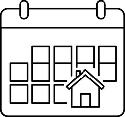 Calendar with home icon and empty date blocks for scheduling  