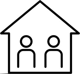 Two people standing together inside a house logo design  