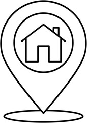 Location pin icon with house symbol in minimalist design  