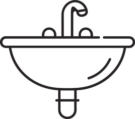 Simple line drawing of a bathroom sink with faucet  