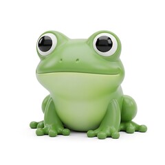 Obraz premium A cute, green frog with big eyes sitting and looking forward