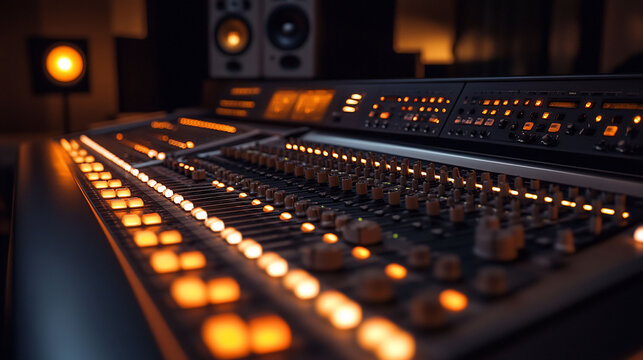 Audio Mixing Console in Recording Studio