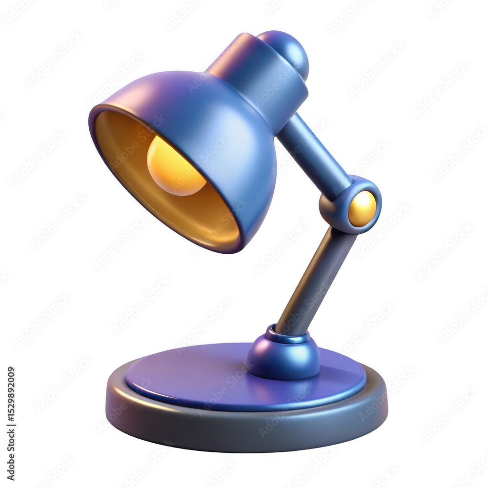 Poster 3d realistic desk lamp render isolated on transparent background