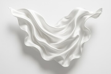 Luxurious white silk fabric floating gracefully in ethereal motion