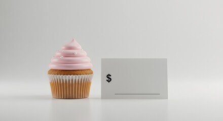 Minimalist cupcake with price tag mockup, editable price card, e-commerce photography style