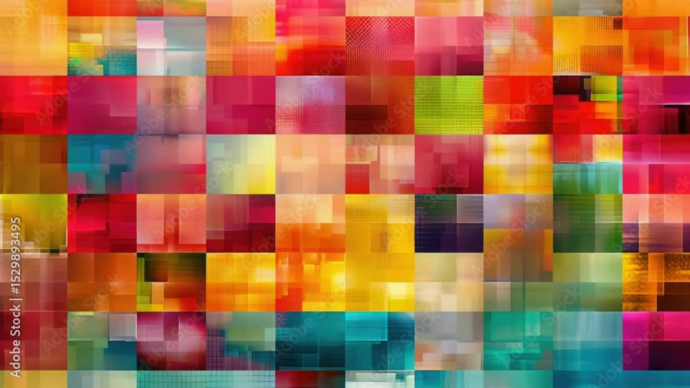 Poster a colorful background featuring squares in various hues