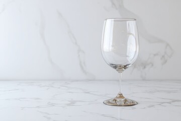 Obraz premium Empty wine glass on a marble surface.