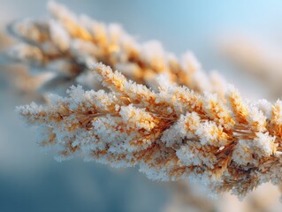 Close-up of frosted grasses in winter.